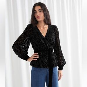 NWT & Other Stories velvet mesh wrap blouse